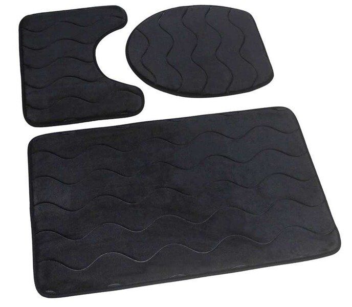 Dywanik łazienkowy SUMBA kpl 3 szt. czarny 45x75+45x35+35x44 Euromat