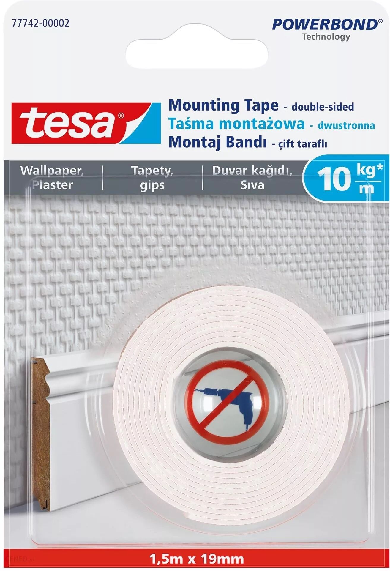 Taśma montażowa do tapet 1,5 x 19 mm TESA