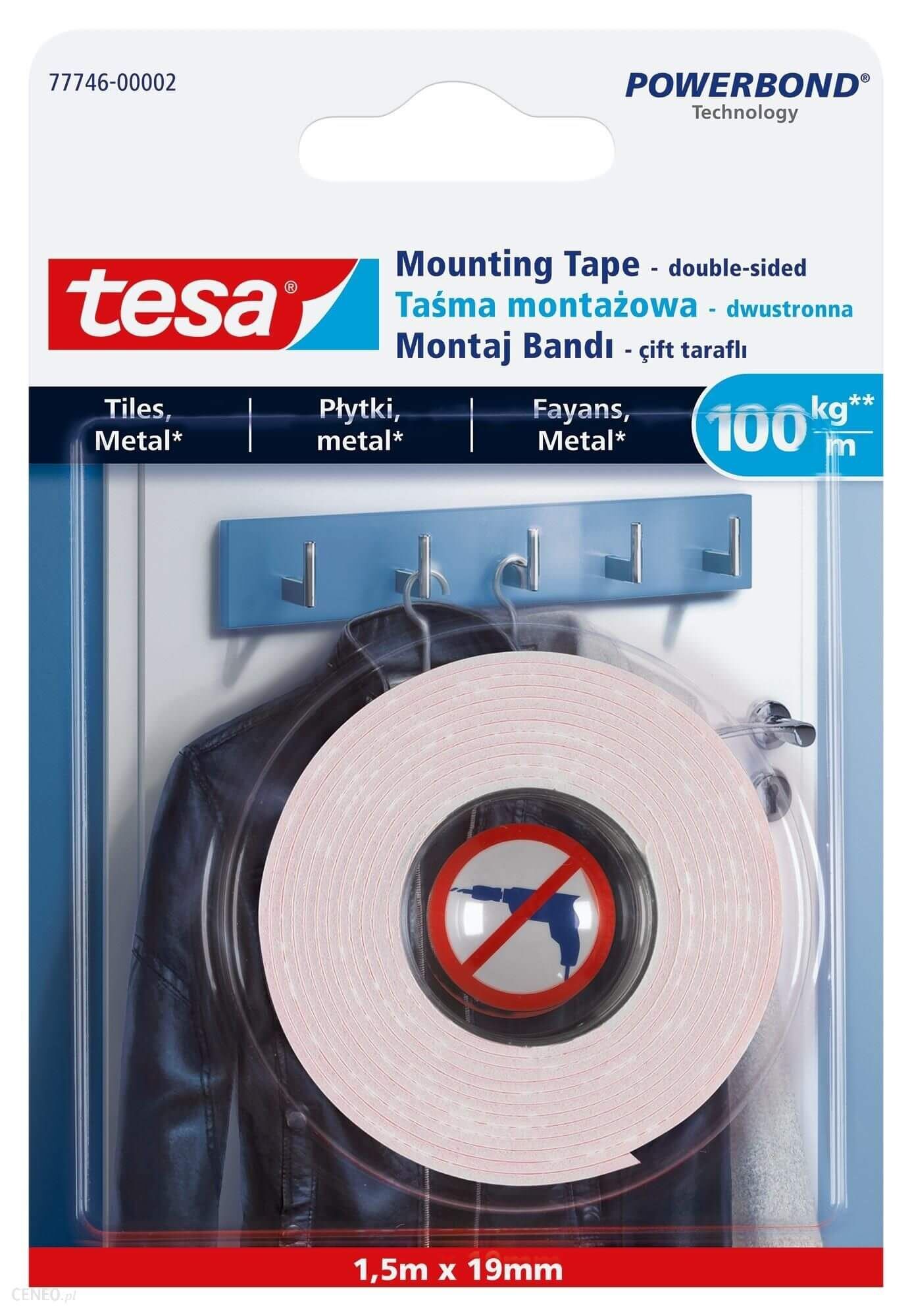 Taśma montażowa do płytek 1,5 m x 19 mm tesa