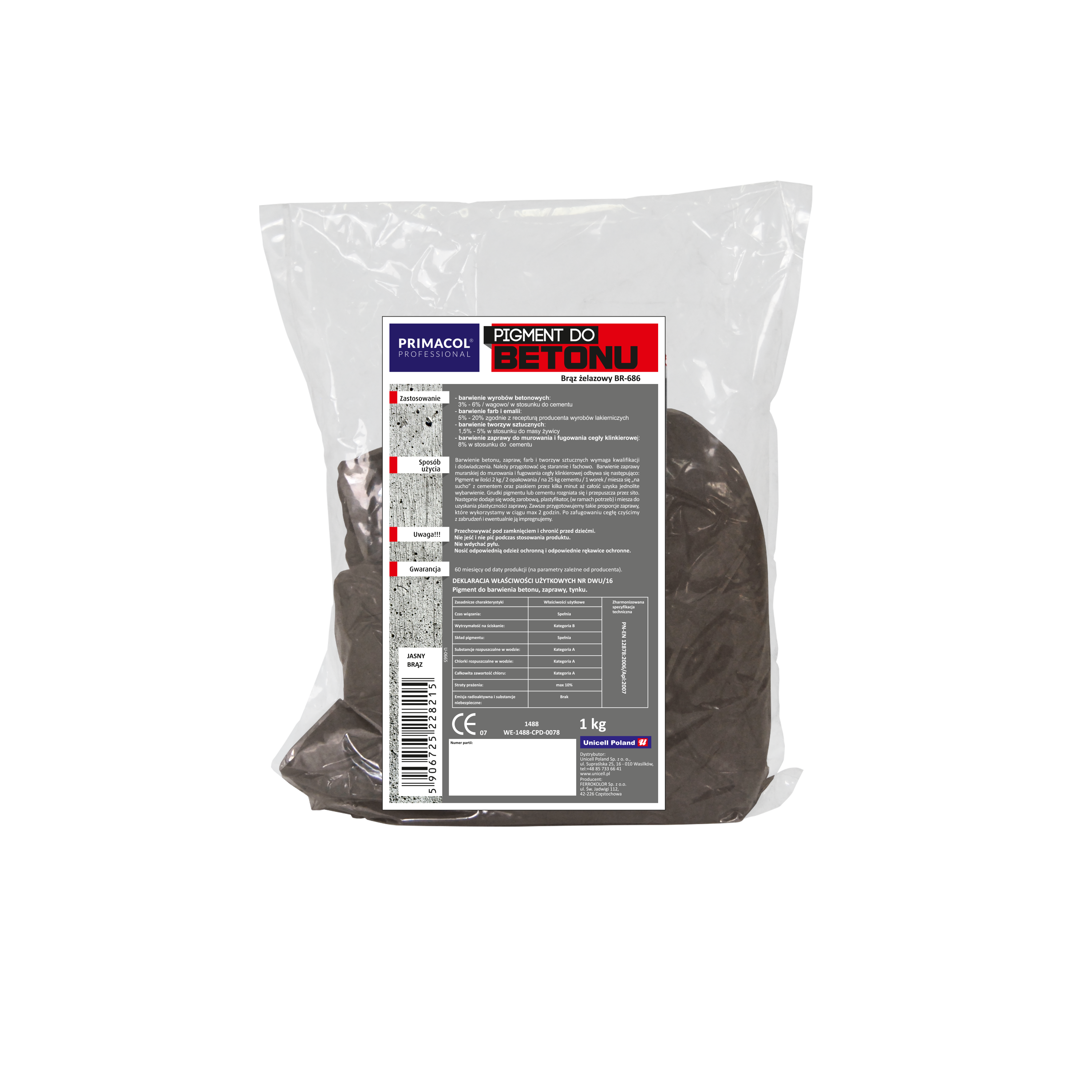Pigment do betonu jasny brąz 1 kg Primacol Professional