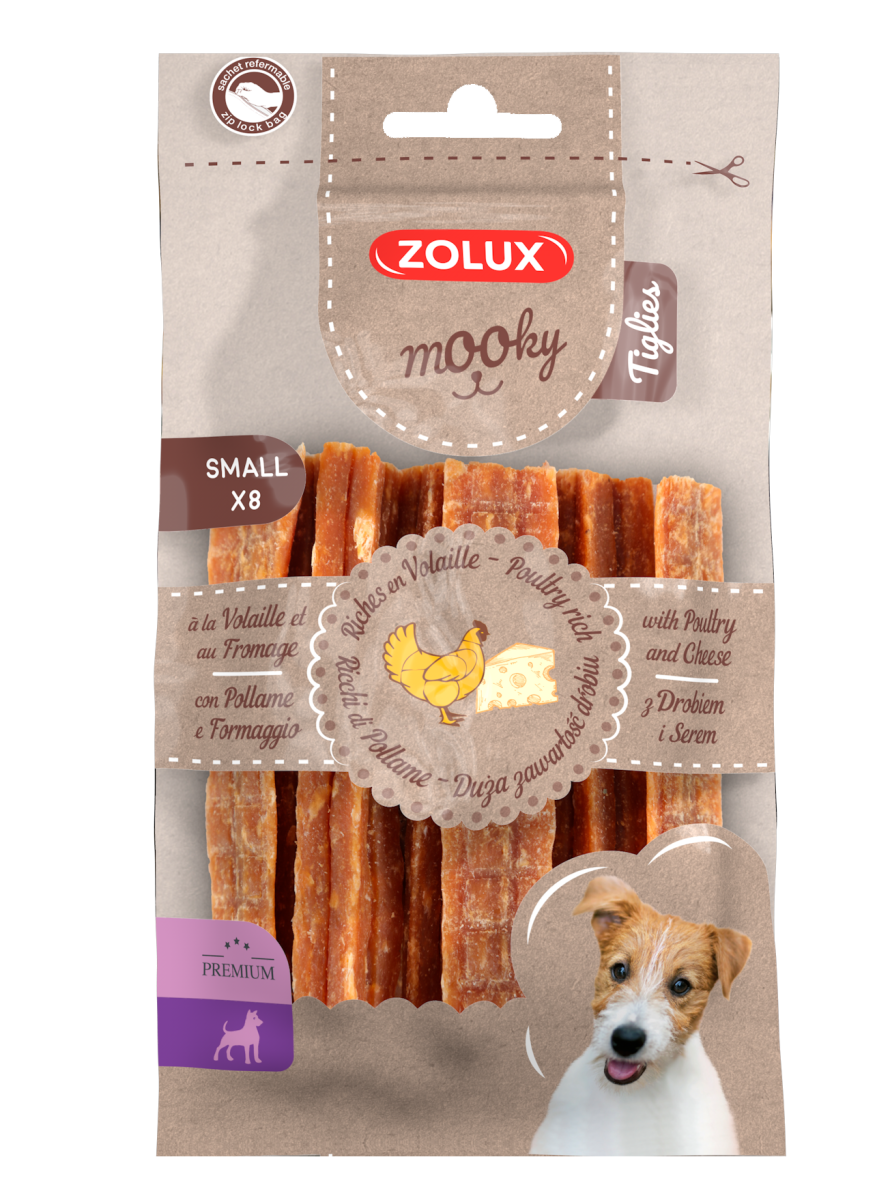 Przysmak MOOKY Premium Tiglies drób ser S x 8 szt. Zolux