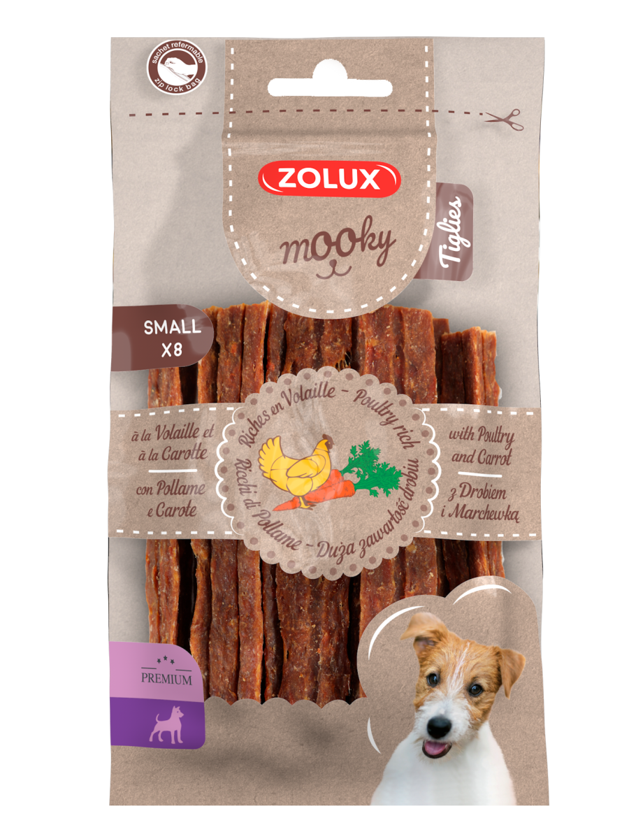 Przysmak MOOKY Premium Tiglies drób marchewka S x 8 szt. Zolux