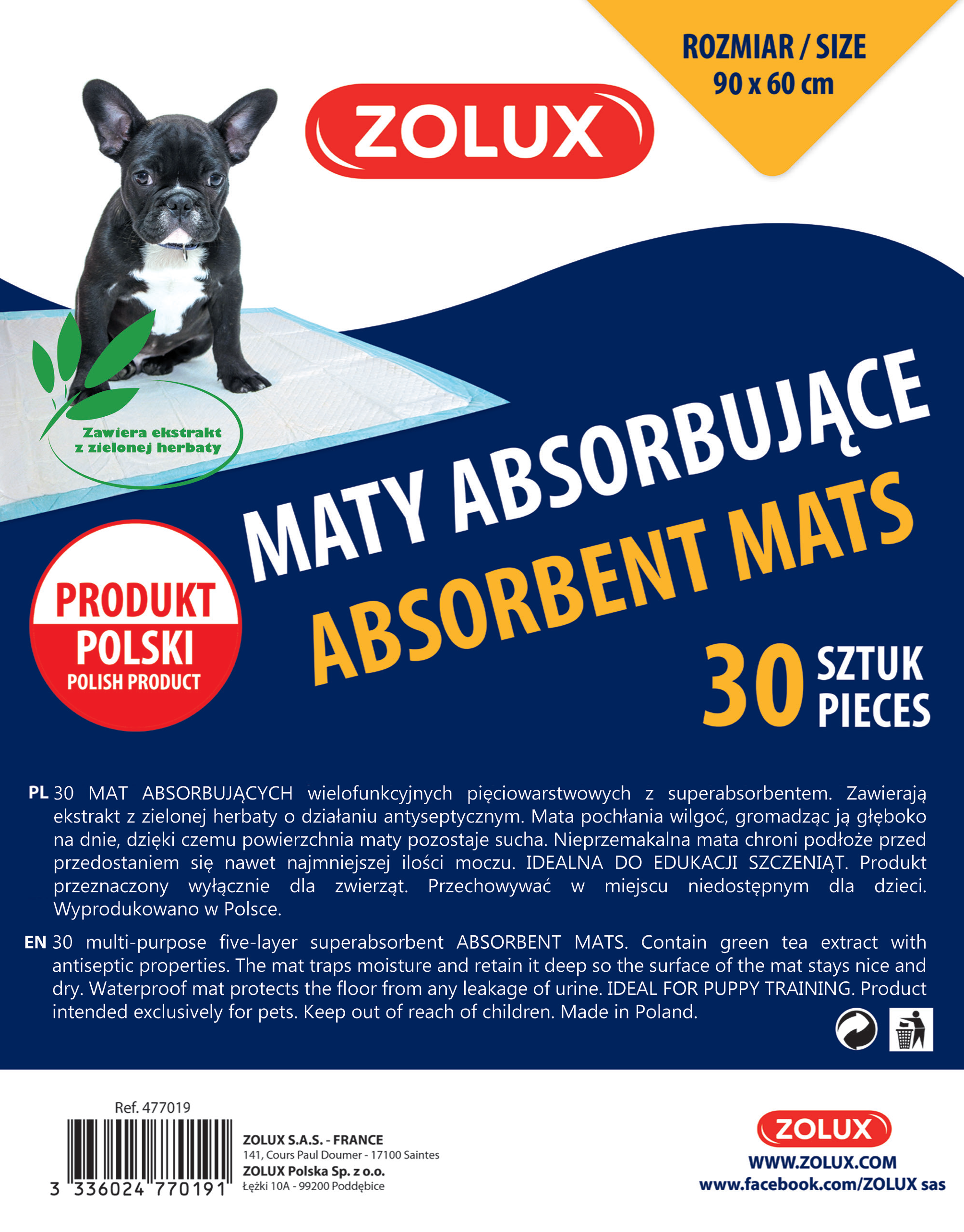 Maty absorbujące 90 x 60 cm 30 sztuk Zolux miniaturka