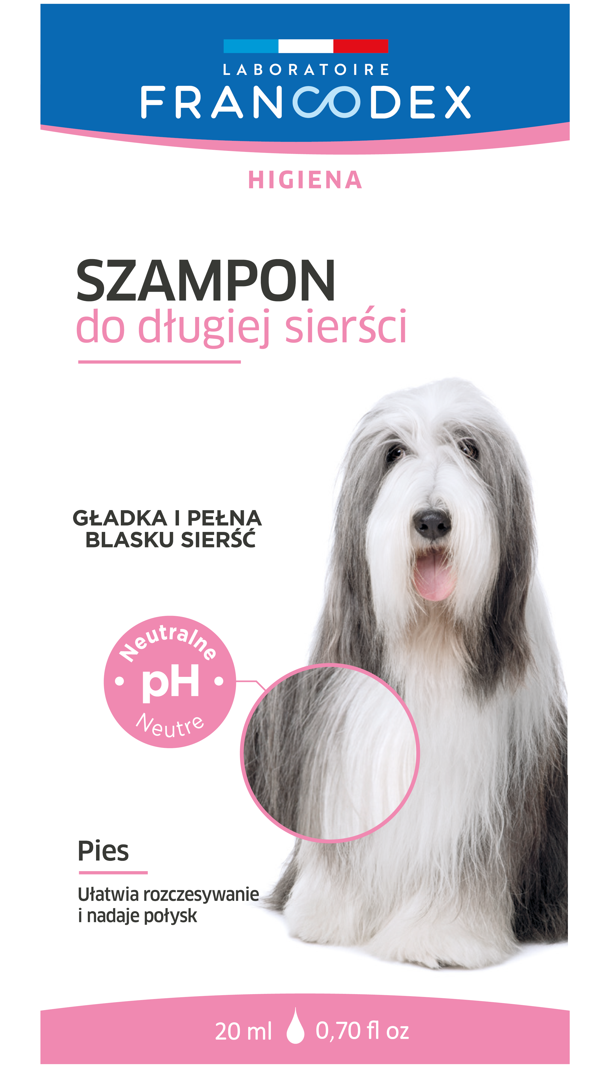 Szampon dla psów do długiej sierści saszetka 20 ml FRANCODEX miniaturka