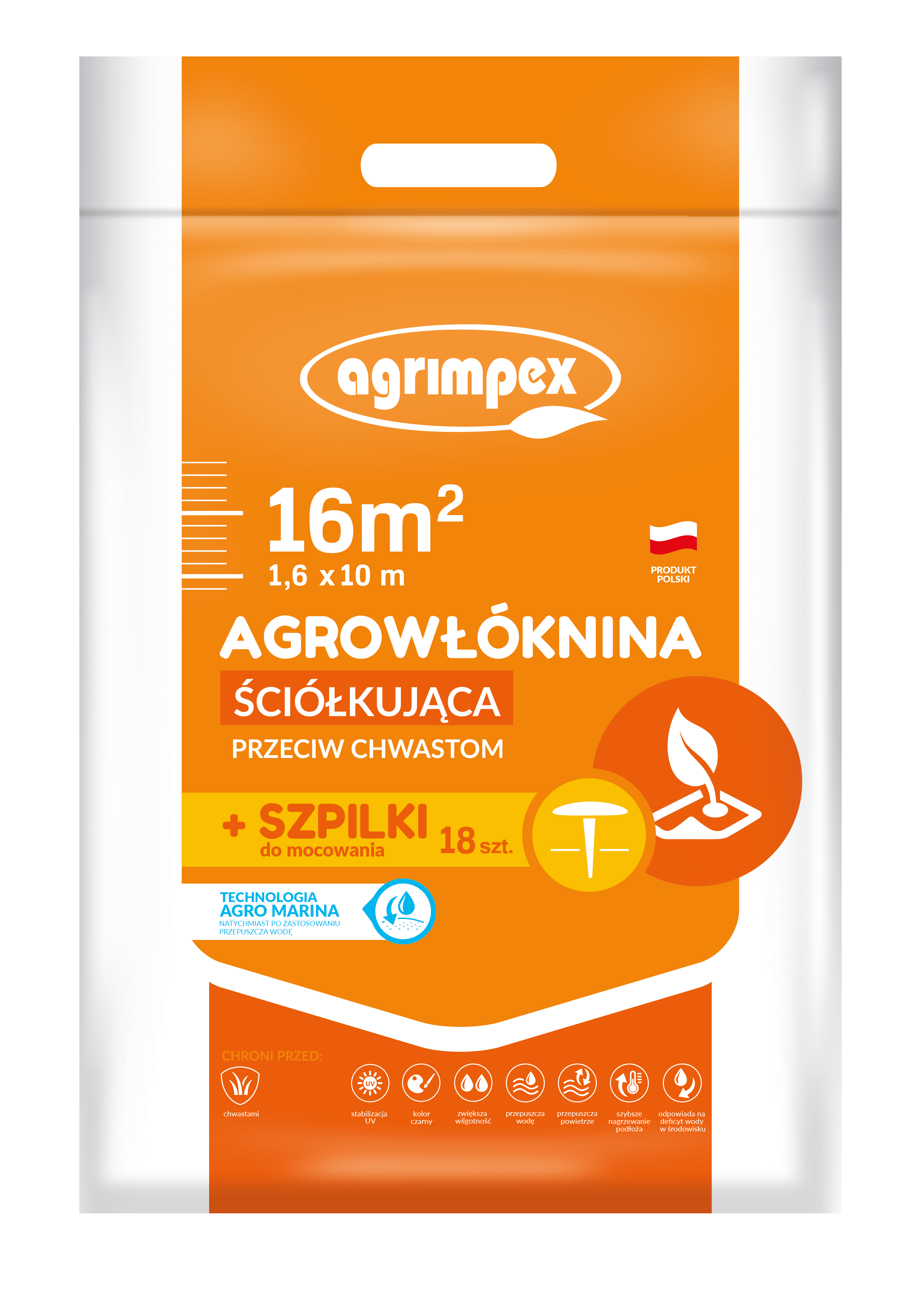 Agrowłóknina Hobby ściółkująca Agro-Marina 50g +18 Szpilek 1,6 x 10 m
