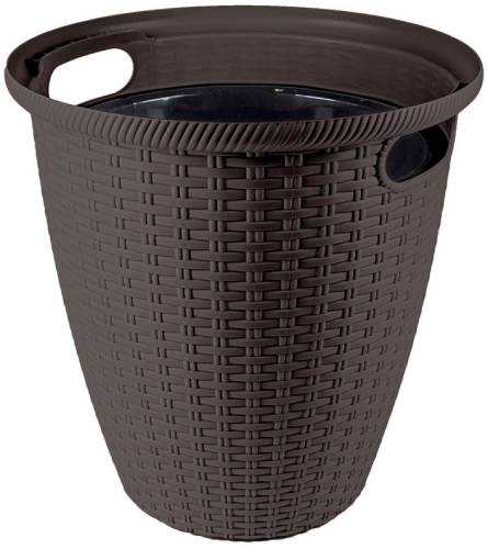 Donica rattanowa D 328 mm / 20 l z doniczką wewnętrzną 11 l ciemna czekolada