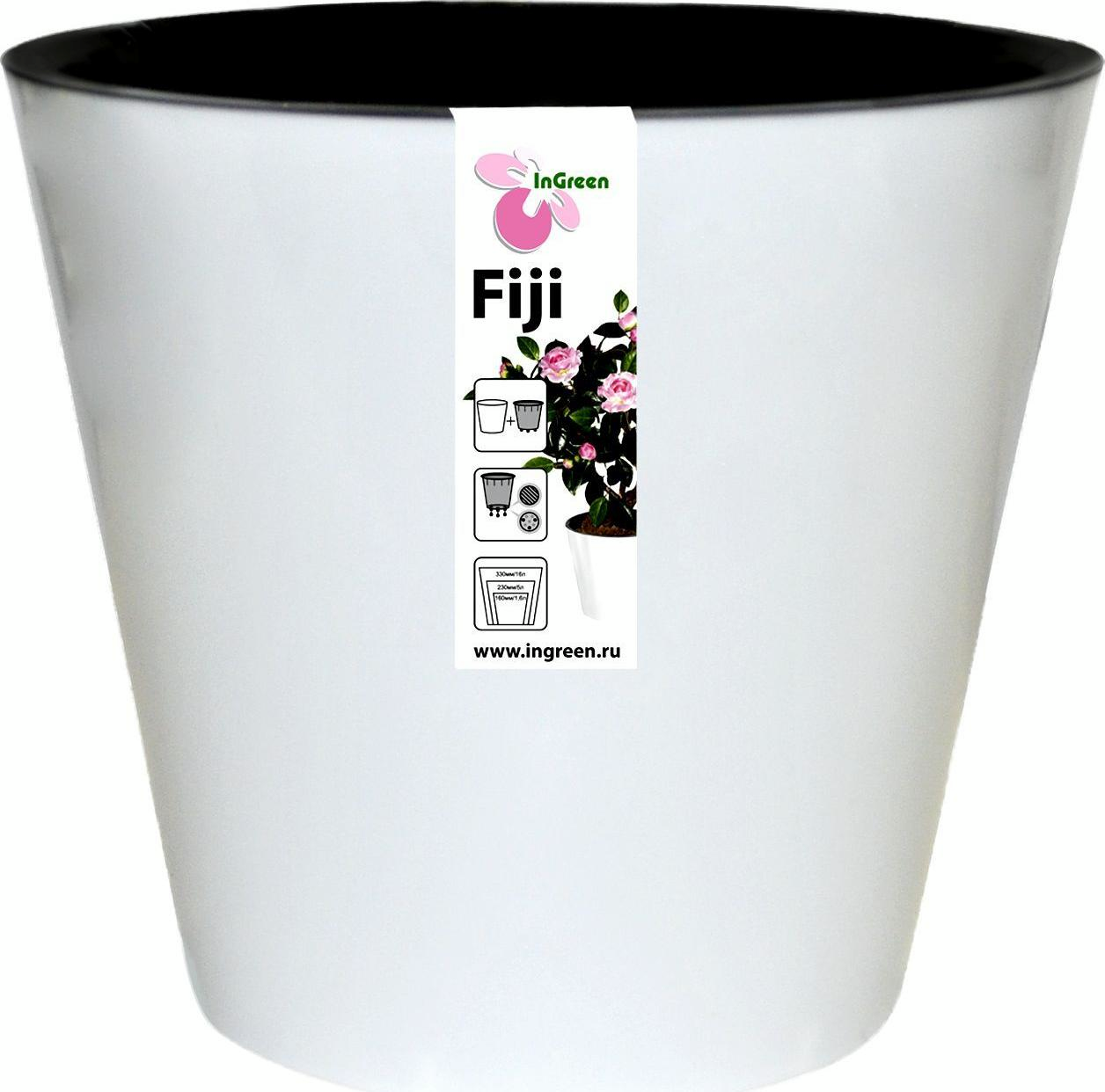 Osłonka plastikowa z doniczką wewnętrzną Fiji D 330 mm /16 l na kółkach biały