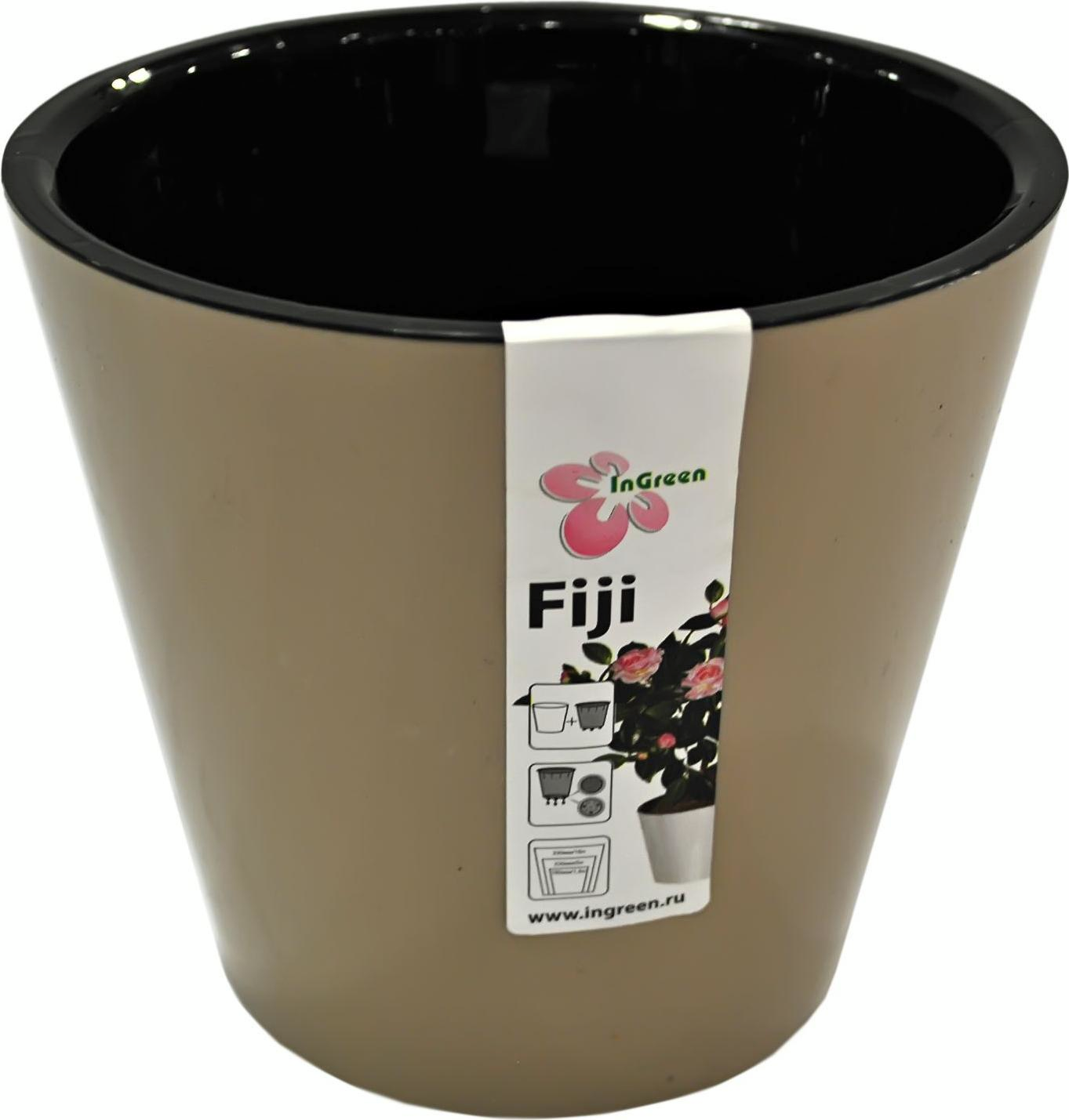 Osłonka plastikowa z doniczką wewnętrzną Fiji D 330 mm /16 l na kółkach czekoladowy