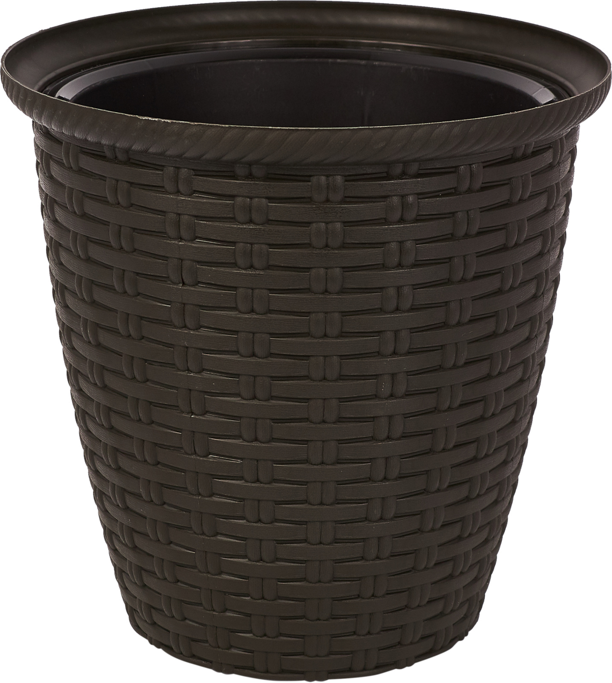 Donica rattanowa D 185 mm / 3 l z doniczką wewnętrzną 1,5 l ciemnej czekolady