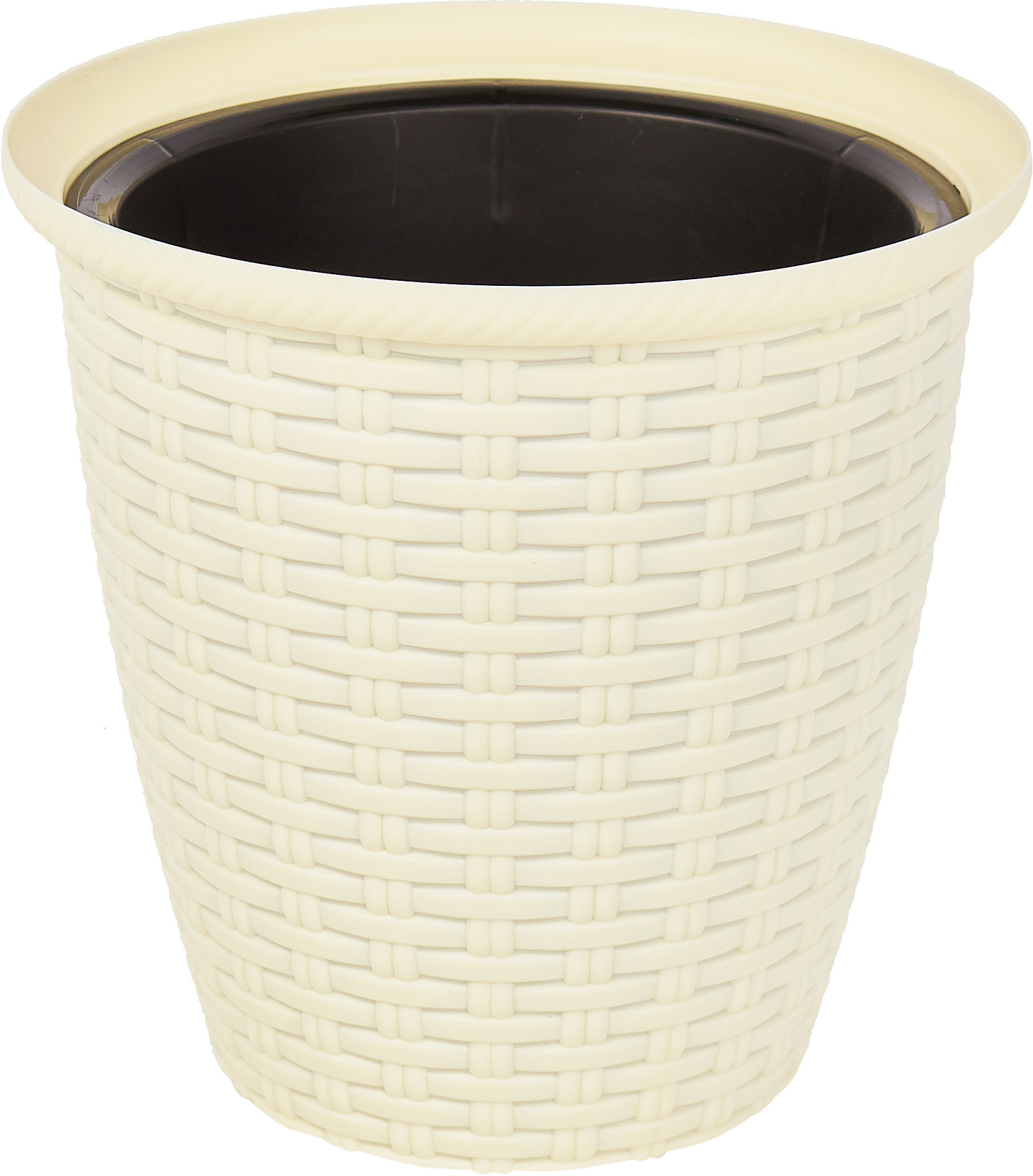 Donica rattanowa D 185 mm / 3 l z doniczką wewnętrzną 1,5 l kremowy