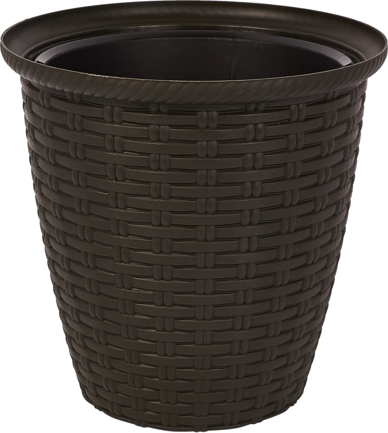 Donica rattanowa D 233 mm / 7 l z doniczką wewnętrzną 4,5 l ciemna czekolada
