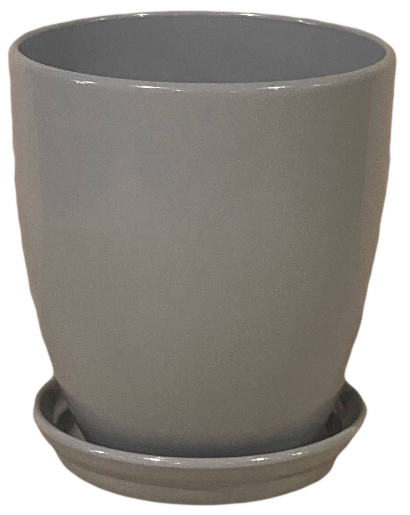 Doniczka Classic wysoka z podstawką 19 cm ceramiczna szara