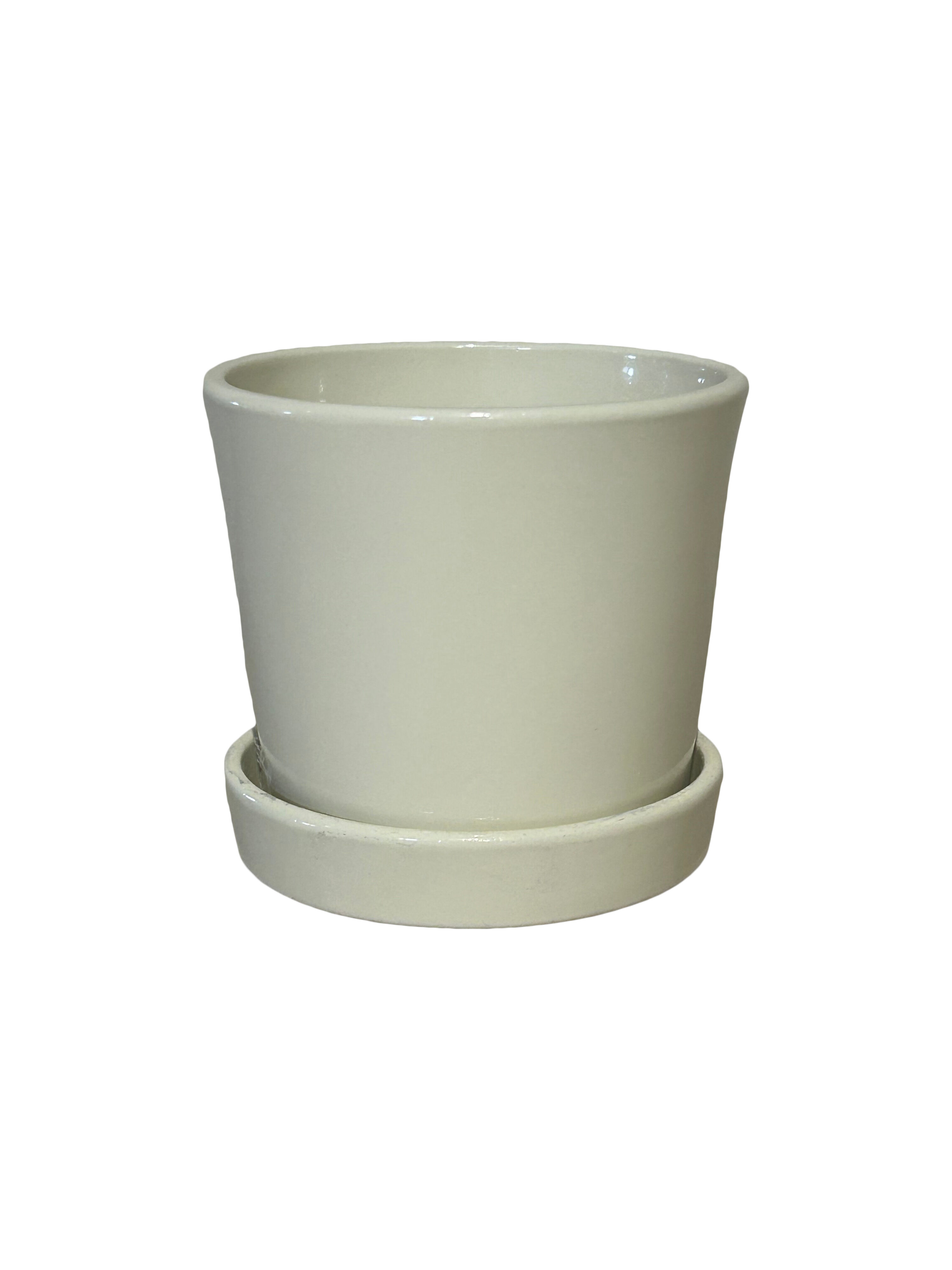 Doniczka Stożek z podstawką 19 cm ceramiczna kremowa