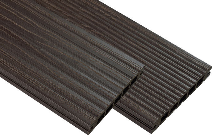 Deska tarasowa WPC ryflowana ciemny brąz 220 x 14 x 2 cm Winfloor