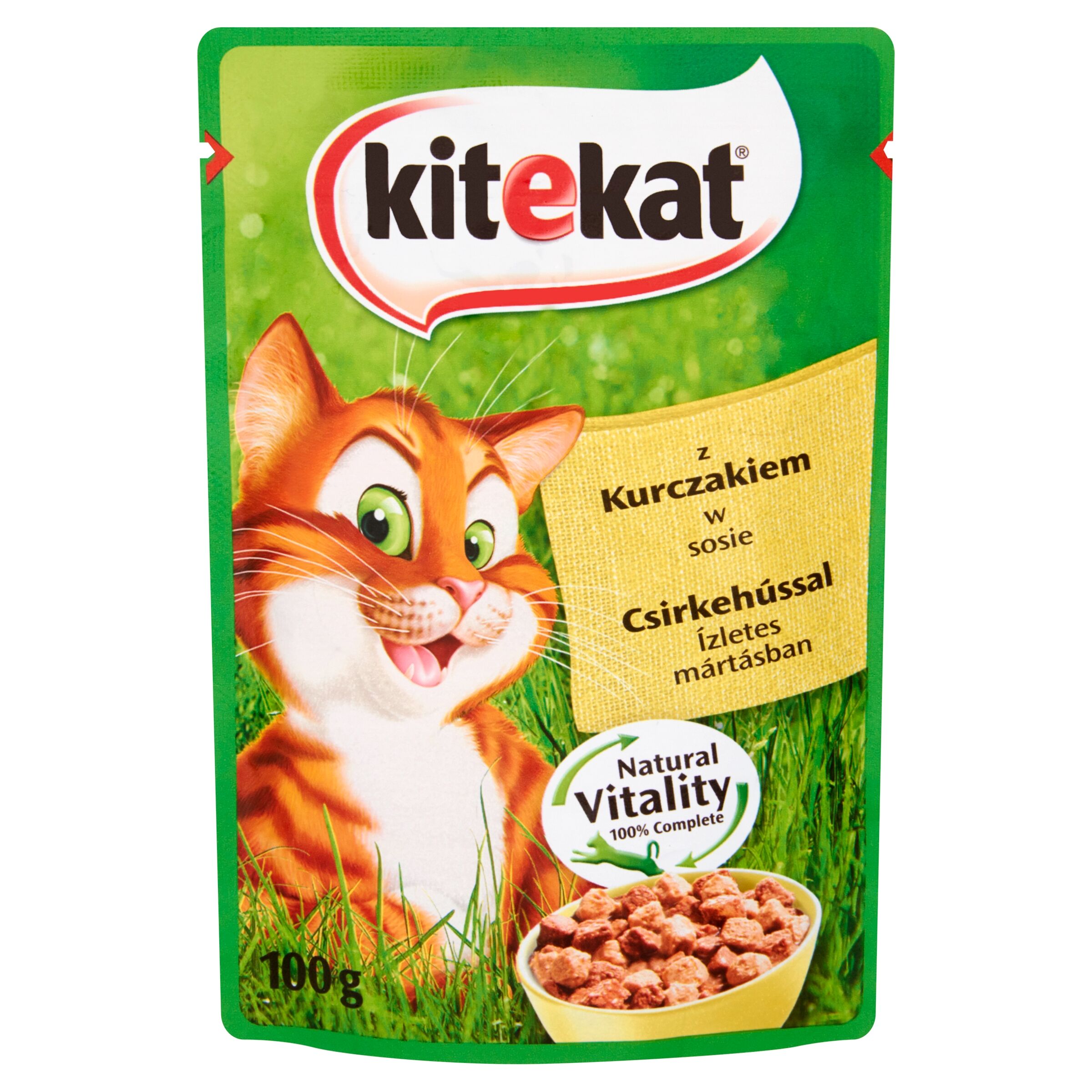 Karma dla kotów z kurczakiem w sosie pełnoporcjowa 100 g Kitekat miniaturka