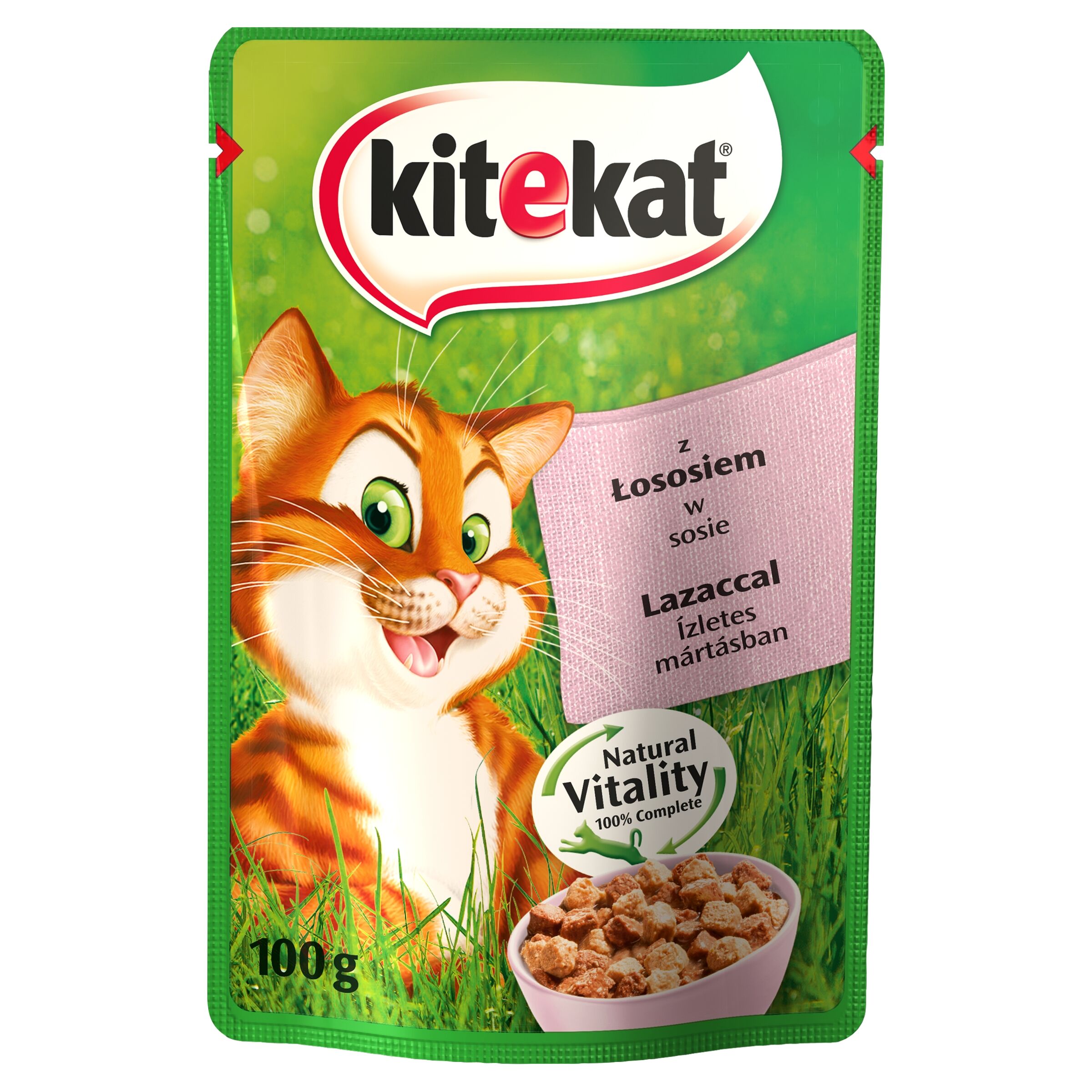 Karma dla kotów z łososiem w sosie pełnoporcjowa 100 g Kitekat miniaturka