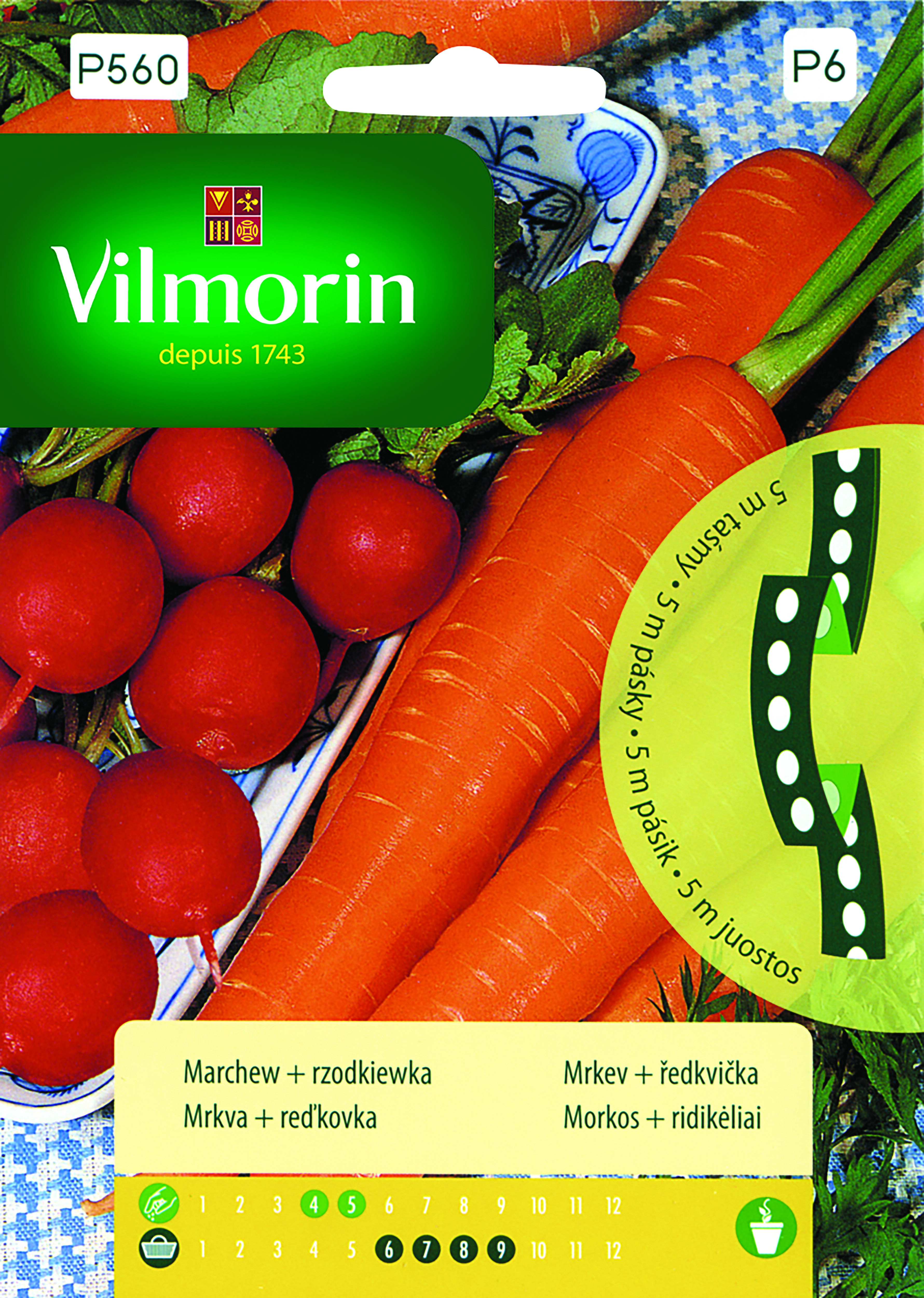 Warzywa na taśmie marchew + rzodkiewka 3 odmiany, 5 m Vilmorin Garden