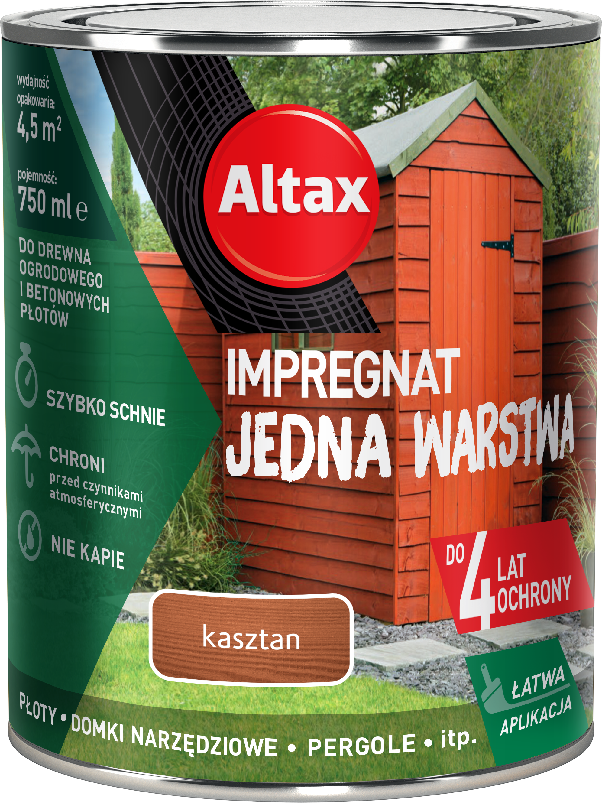 Impregnat do drewna ogrodowego JEDNA WARSTWA 0,75 l Kasztan Altax miniaturka