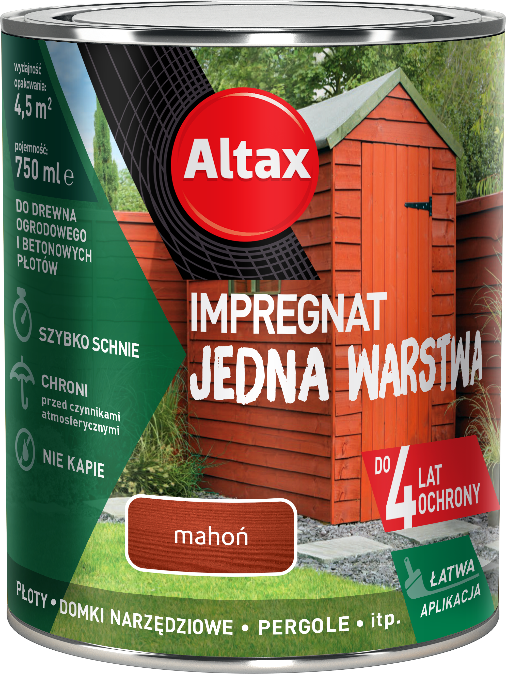 Impregnat do drewna ogrodowego JEDNA WARSTWA 0,75 l Mahoń Altax miniaturka