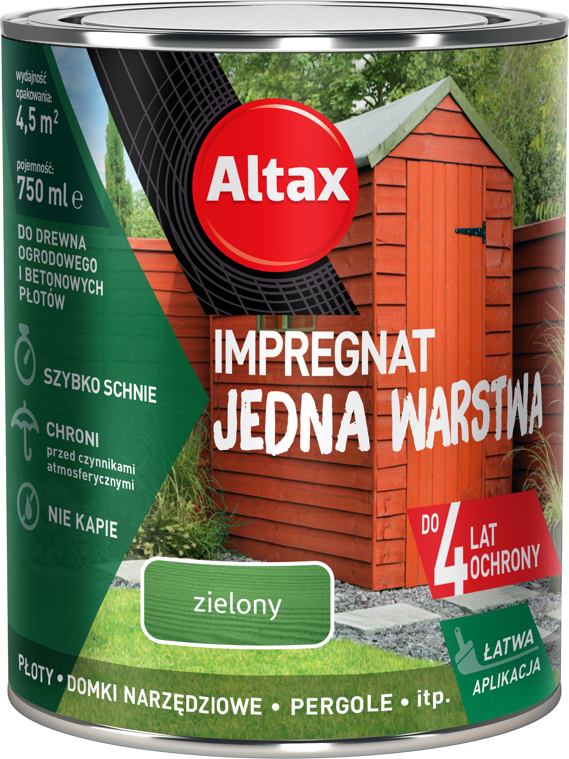 Impregnat do drewna ogrodowego JEDNA WARSTWA 0,75 l Zielony Altax miniaturka