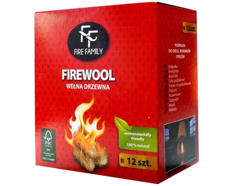 Podpałka wełna drzewna 12 sztuk Fire Family