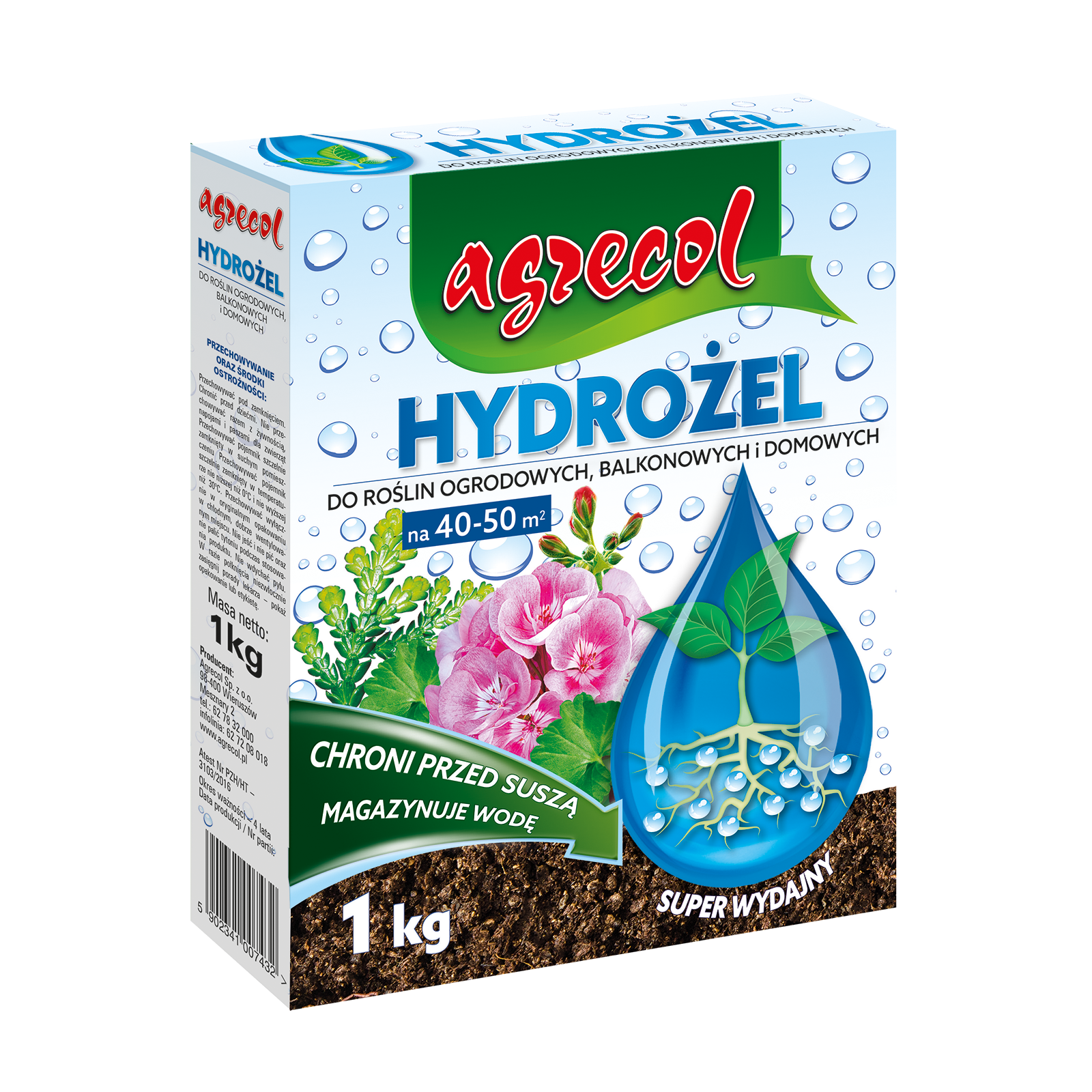 Hydrożel do roślin ogrodowych, balkonowych i domowych 1 kg Agrecol
