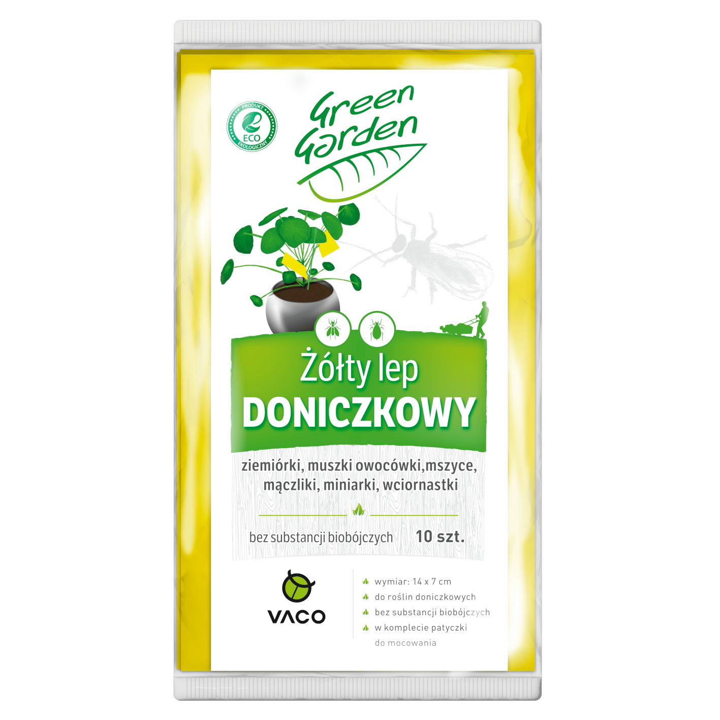 Lep doniczkowy żółty (14 x 7 cm) 10 sztuk Vaco Green Garden