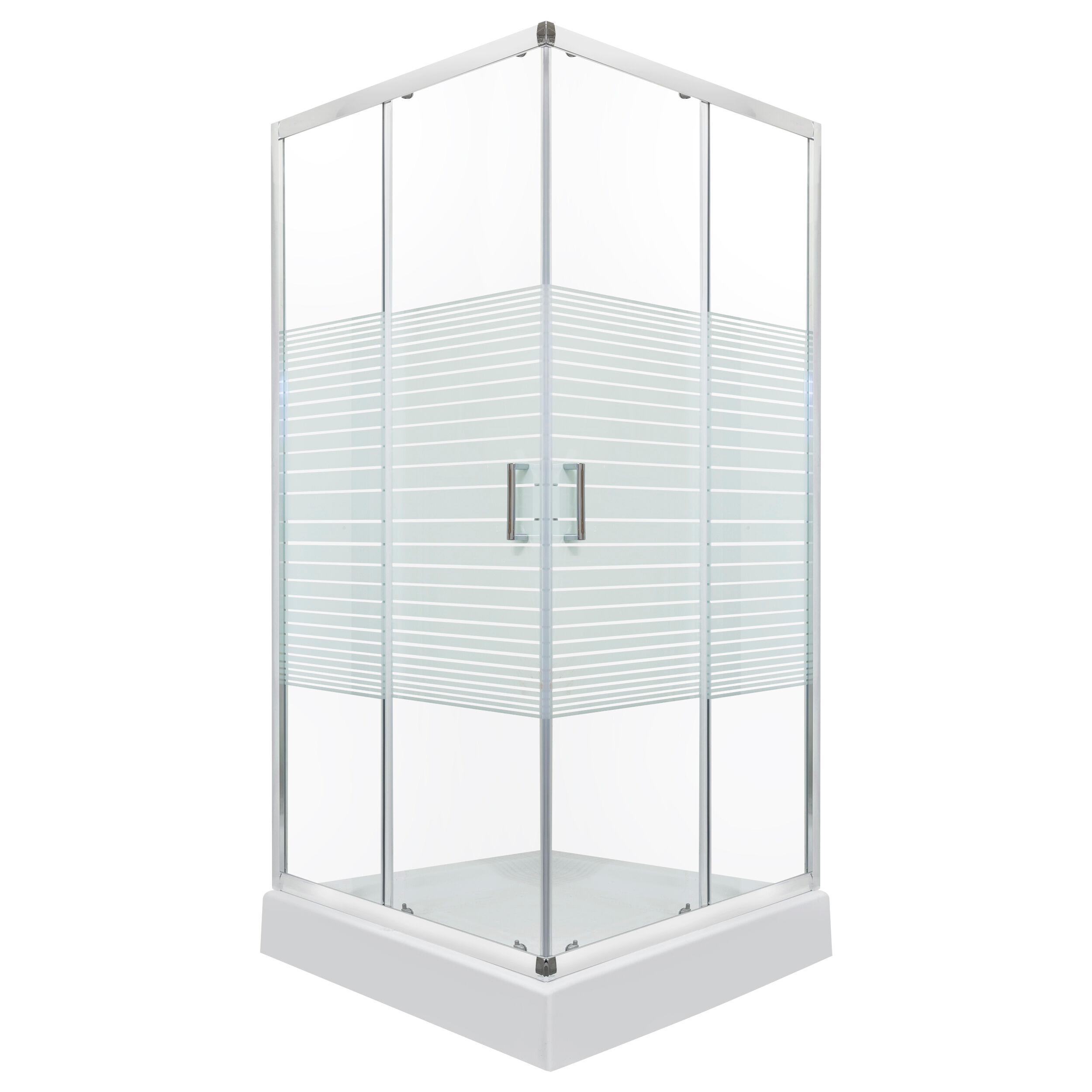 Kabina natryskowa Madera Str 80 kwadratowa 80 x 80 x 206 cm i z brodzikiem 16 cm profil chrom Kerra