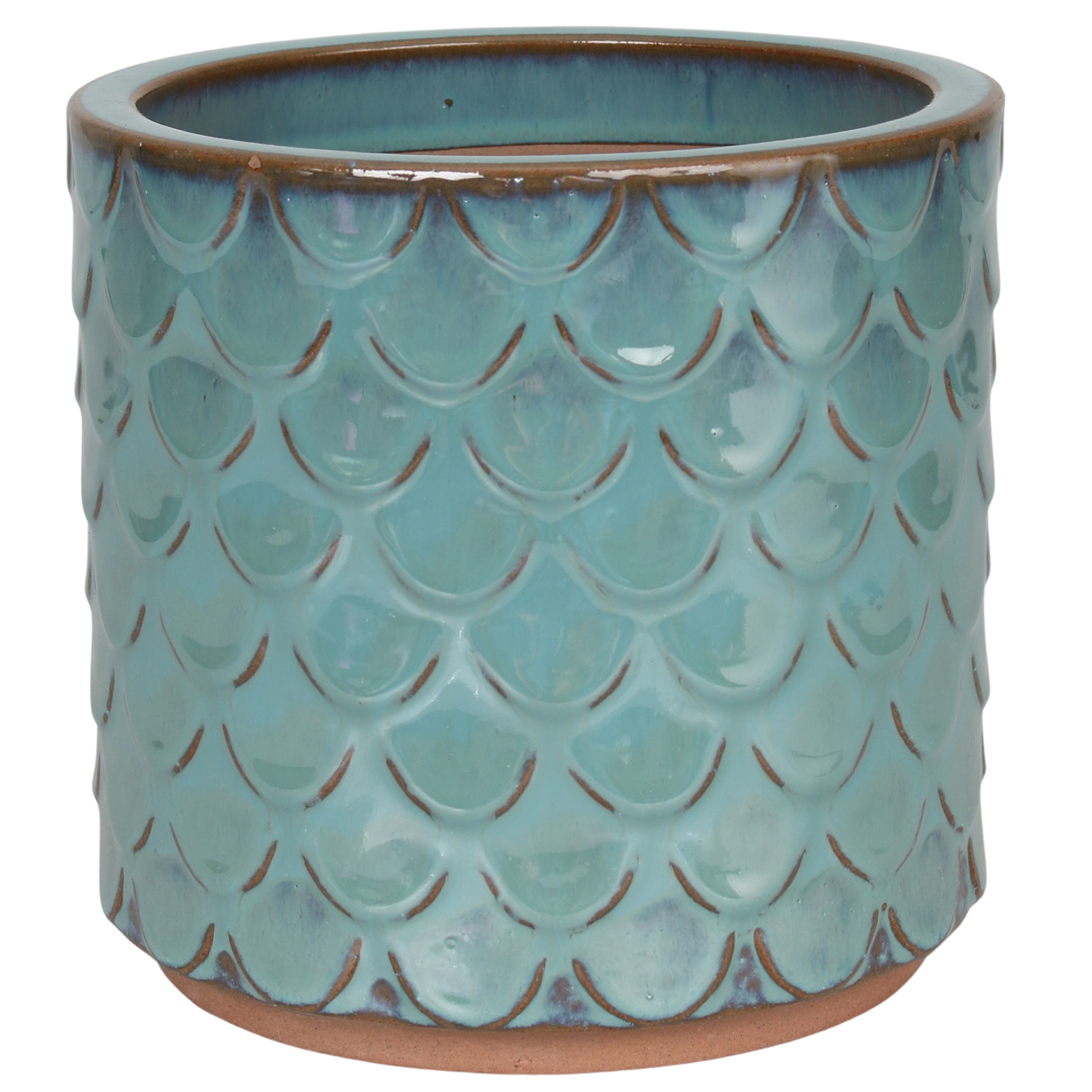 Donica 4397 szkliwo CYLINDER mrozoodporna 28 x 25 cm morski błękit 021