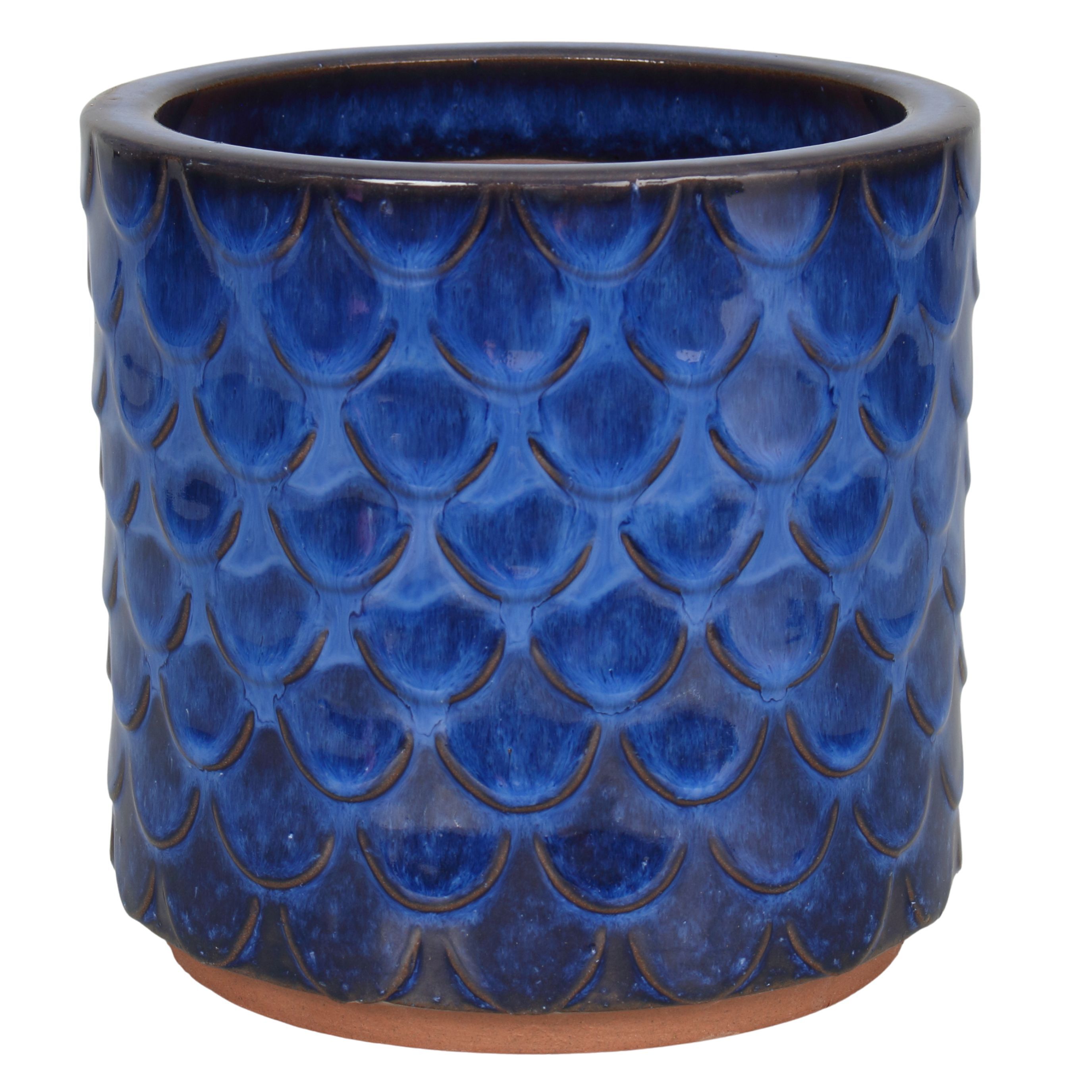 Donica 4397 szkliwo CYLINDER mrozoodporna 22 x 20 cm niebieski 007