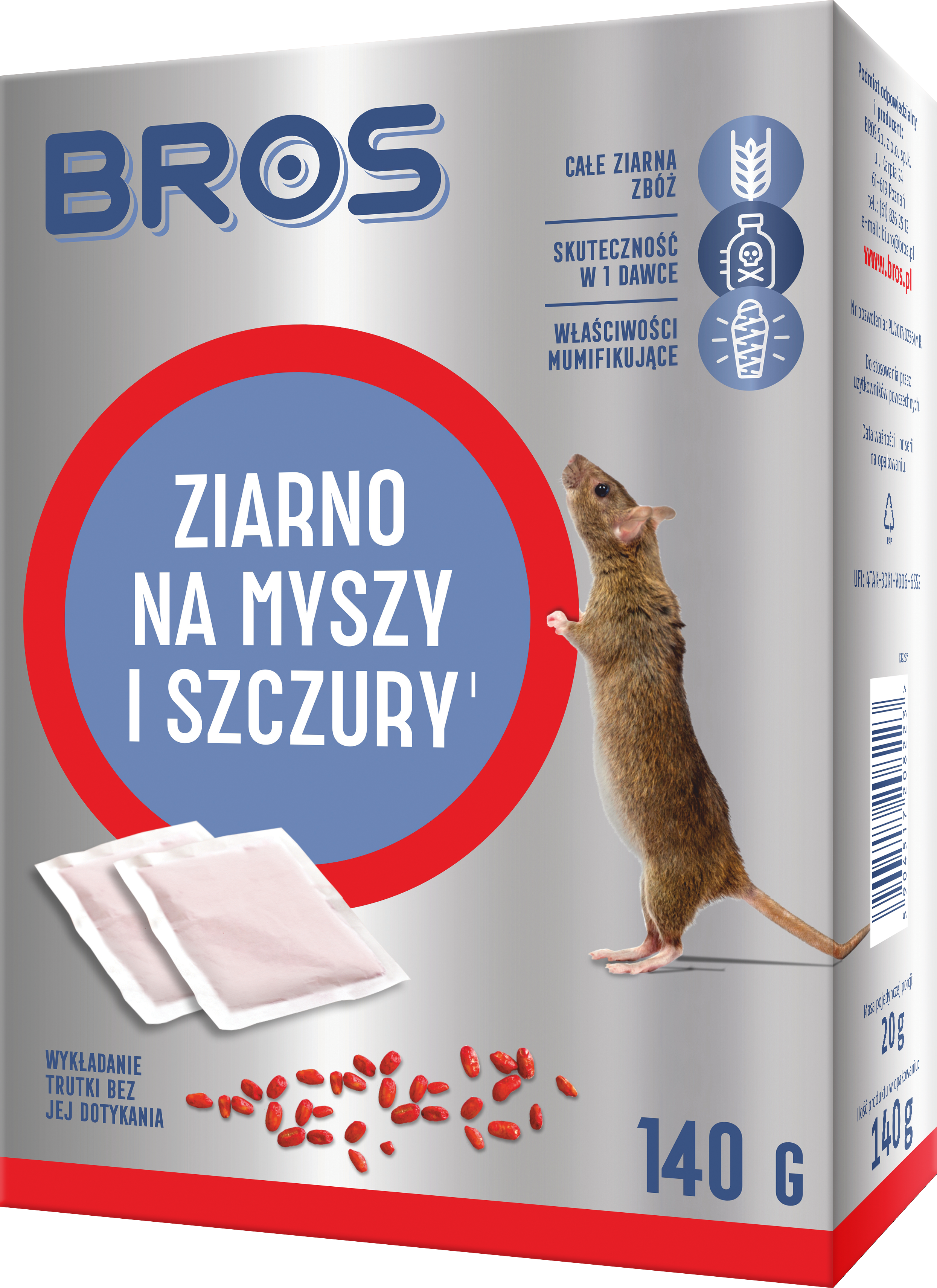 Ziarno na myszy i szczury 140 g Bros miniaturka