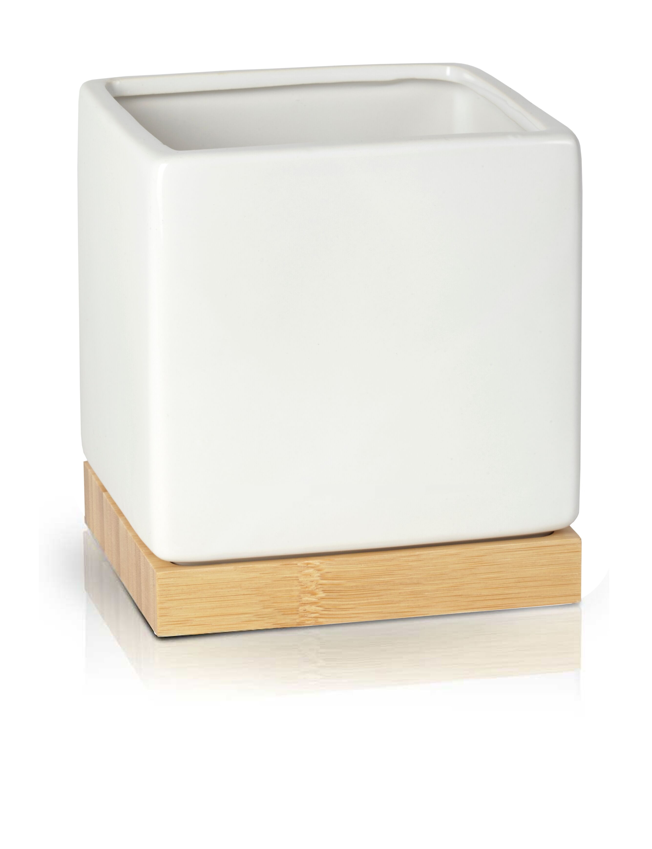 Osłonka ceramiczna kwadrat bamboo biała 13 cm