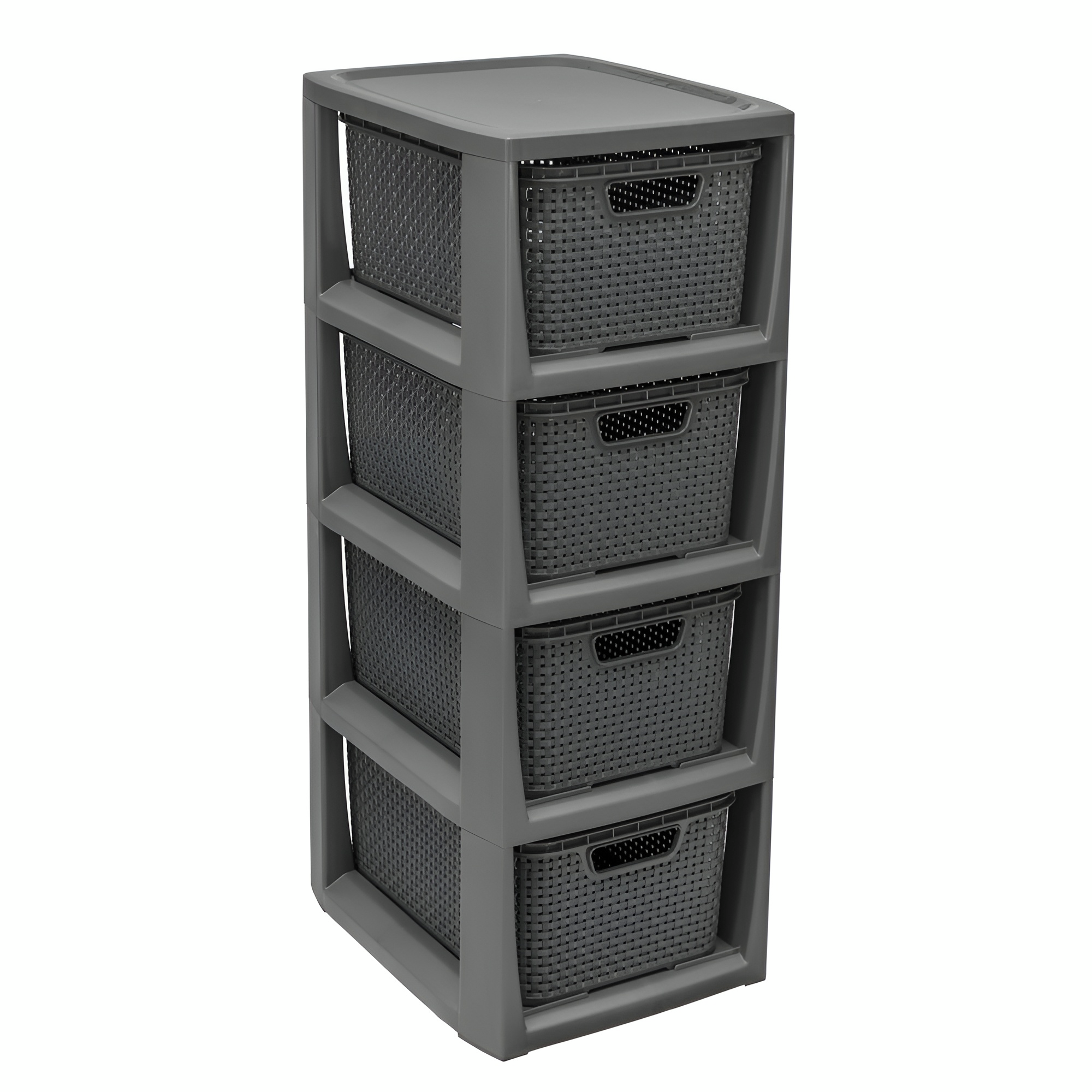 Regał z koszykami rattan BQ-1726 4 x 7 l antracyt