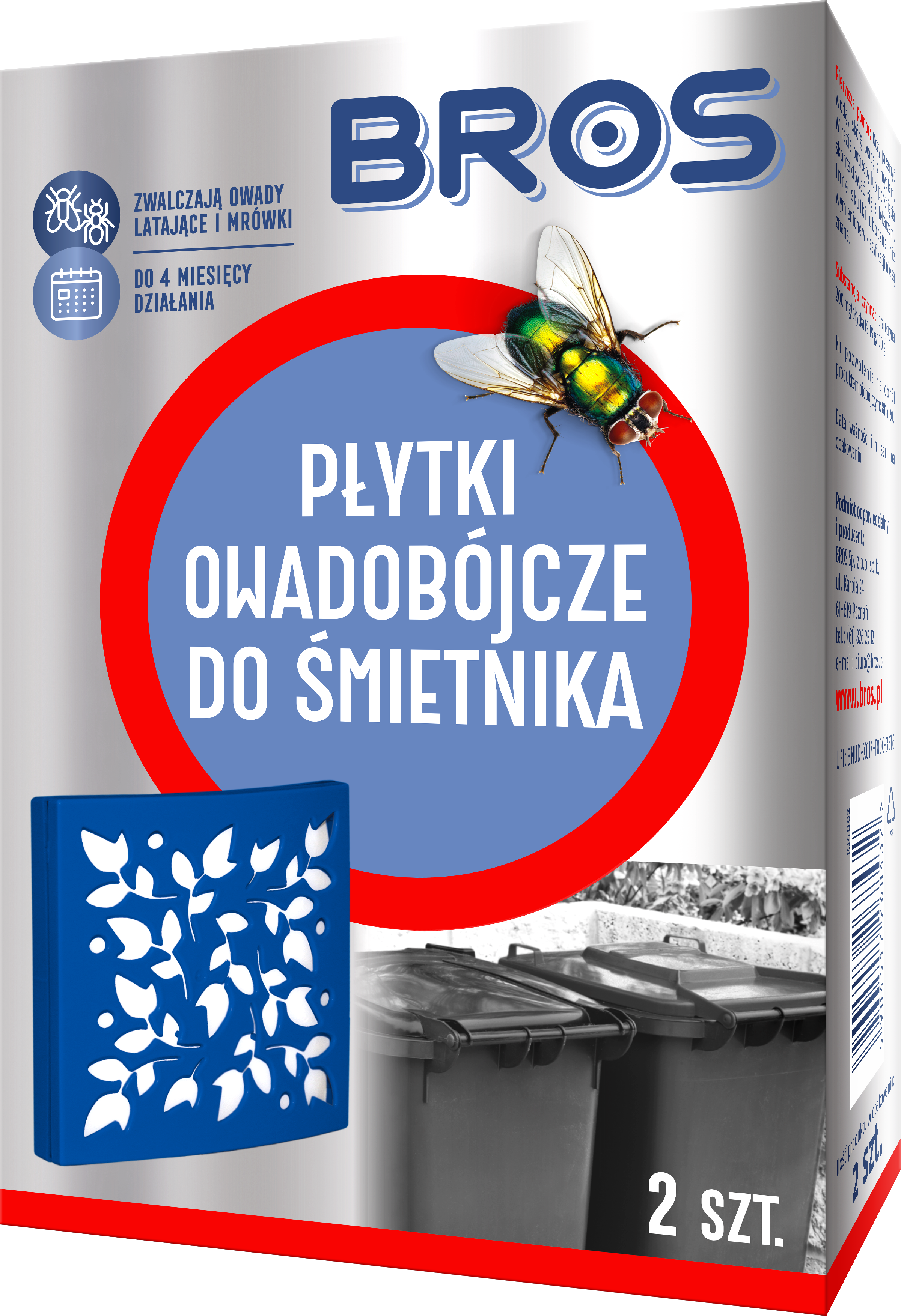 Płytki owadobójcze do śmietnika 2 sztuki Bros