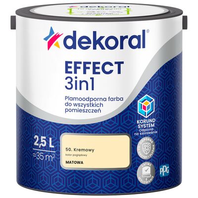 Farba plamoodporna do wszystkich pomieszczeń EFFECT 3in1 Kremowy 2,5 l Dekoral