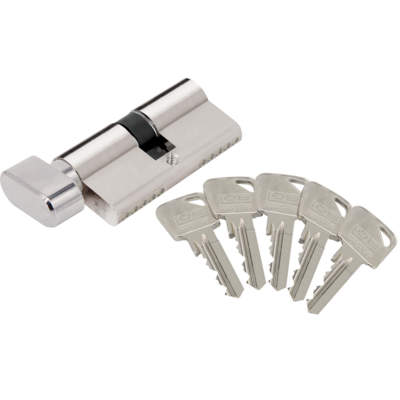 Wkładka bębenkowa ARES WG54-30/30 nikiel z gałką 5 kluczy Lob