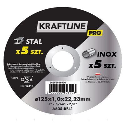 Zestaw tarcz do cięcia 125 x 1,0 x 22,23 mm stal/inox KRAFTLINE PRO