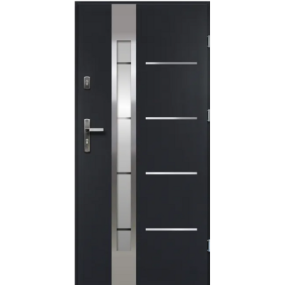 Drzwi zewnętrzne S68 LUNA lakomat-paski inox antracyt 90P 2Z/011/07