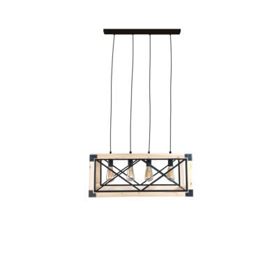 Lampa wisząca KIRKE E27 drewno, czarny