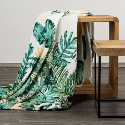 Koc flano D91 DAWOSA 150 x 200 cm biało-zielony