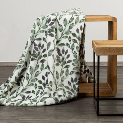 Koc flano D91 CLARISSA 150 x 200 cm kremowo-zielony
