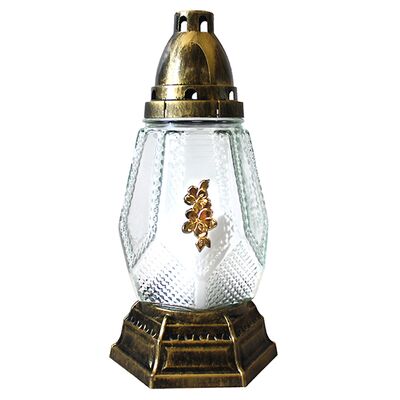 Znicz szklany Z-14/Z 12 x 26 cm 24 h 60 g złoty