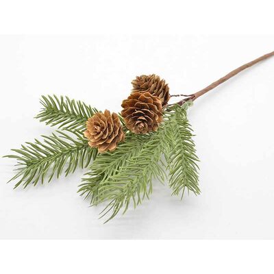 Gałązka ozdobna z szyszkami 25 cm zielono-brązowa