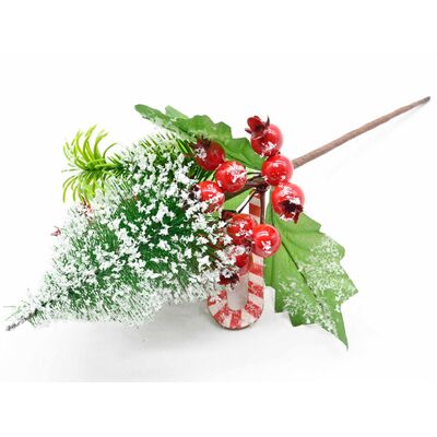 Gałązka ozdobna 20 cm zielono-czerwony