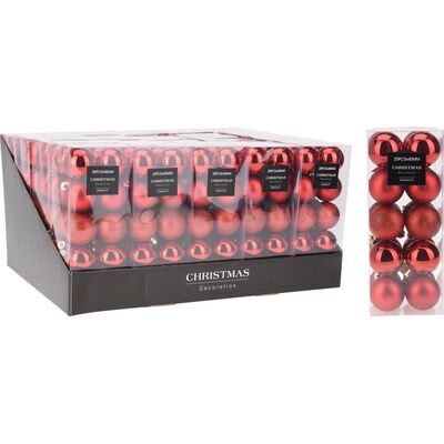 Bombka plastikowa 4 cm 20 sztuk mix czerwony