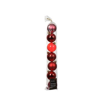 Bombka plastikowa 6 cm 7 sztuk mix czerwony