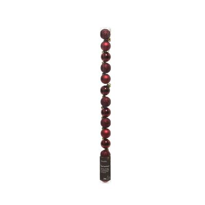 Bombka plastikowa 3 cm 14 sztuk mix bordowy