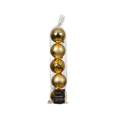 Bombka plastikowa 7 cm 5 sztuk mix złoty