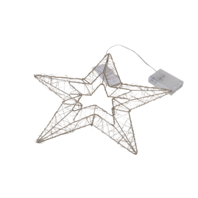 Gwiazda 30 LED ciepły biały 37 cm złota