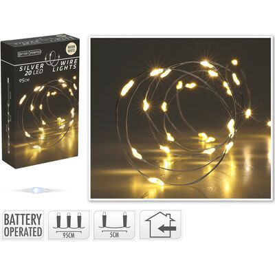 Drut srebrny 20 LED ciepły biały 95 cm